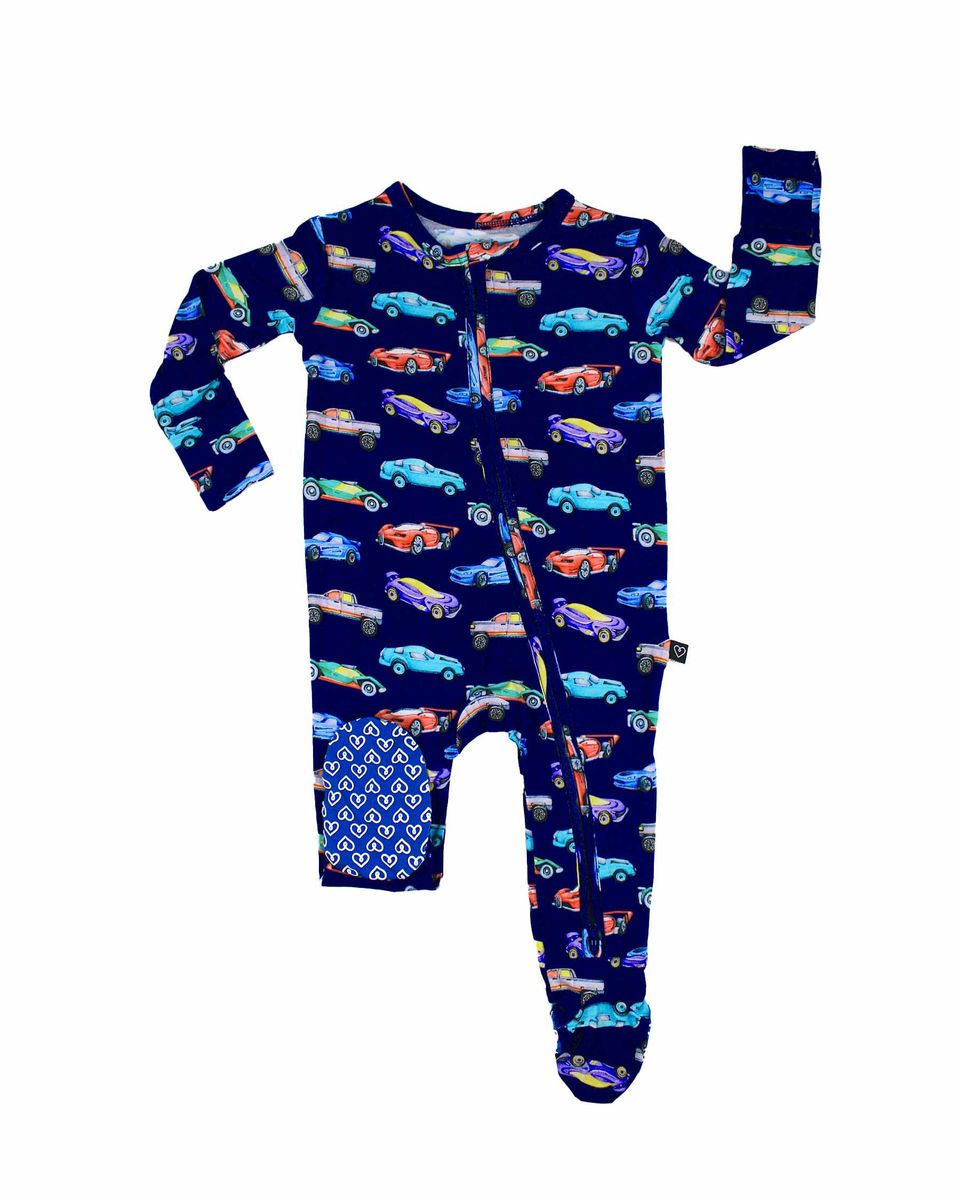 Jackson Car Zippered Bamboo Footie