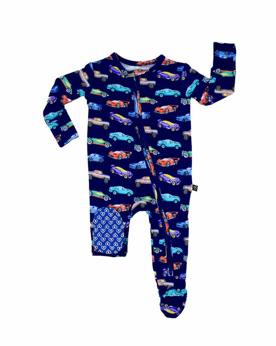 Jackson Car Zippered Bamboo Footie