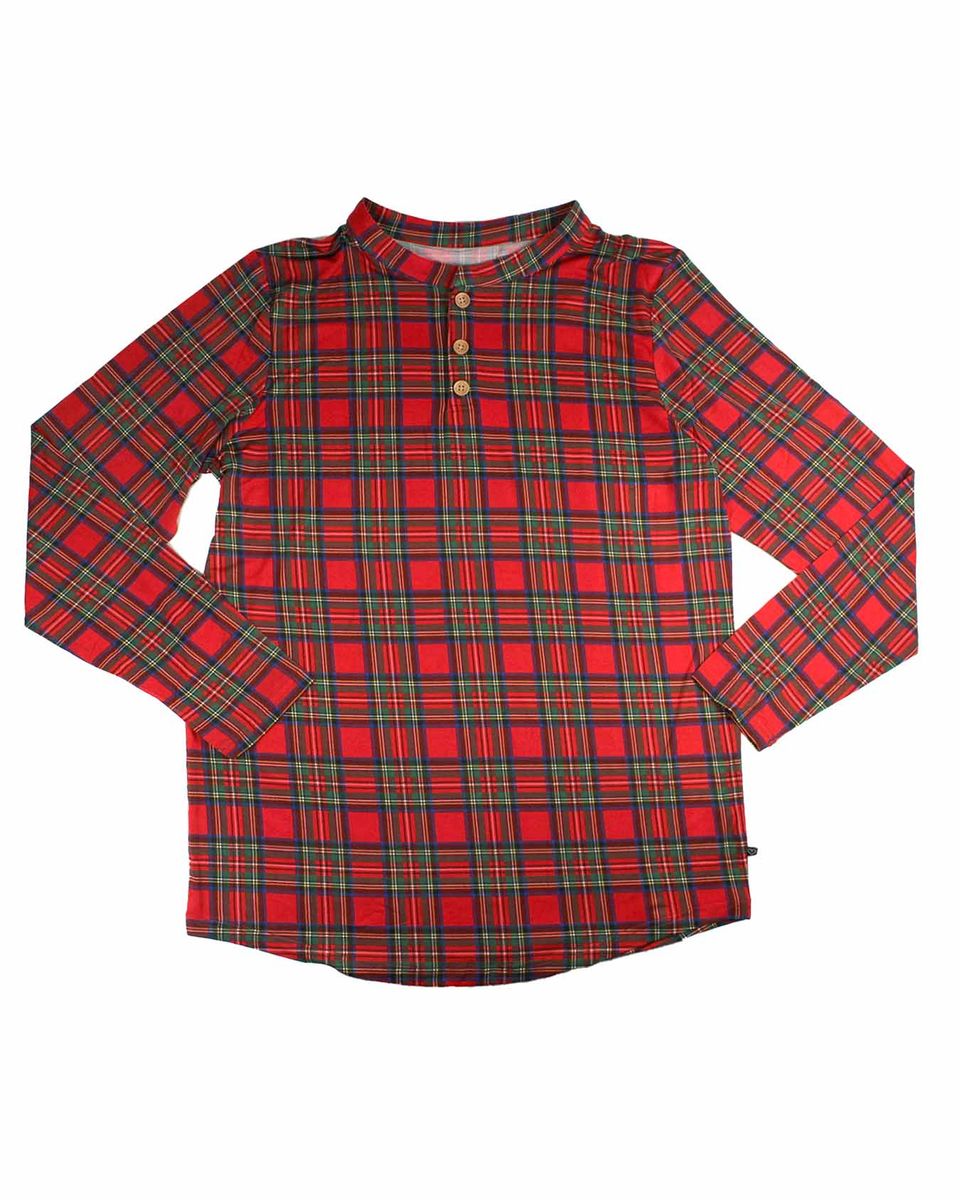 Men's Button Front Plaid Loungewear Set