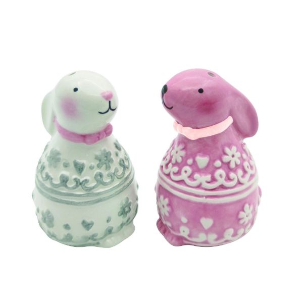 Patterned Bunny Salt/Pepper Shaker Set