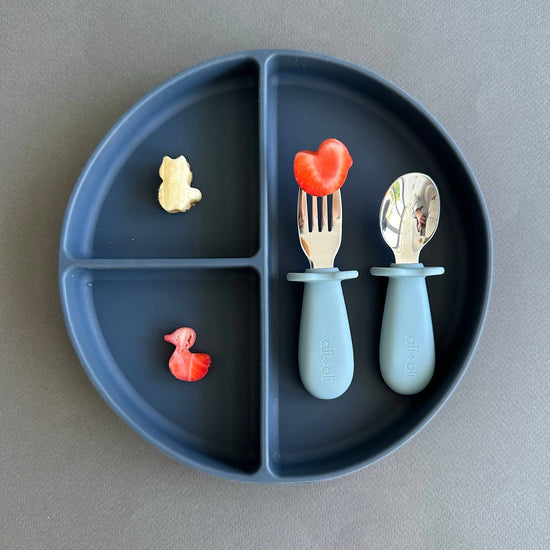 Load image into Gallery viewer, Spoon &amp;amp; Fork Learning Set for Toddlers (Blue) 6m+
