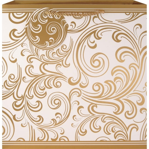 Golden Whimsical Scrolls Large Square Gift Bag