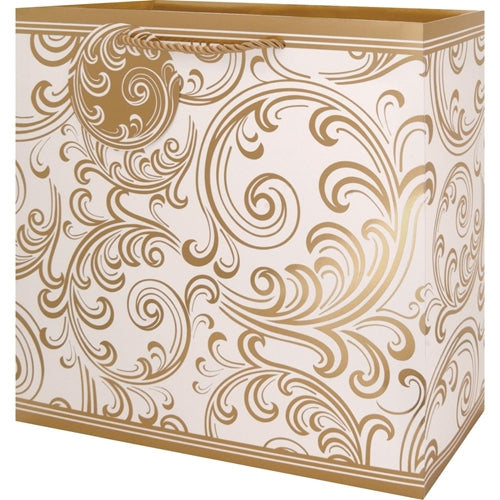Golden Whimsical Scrolls Large Square Gift Bag