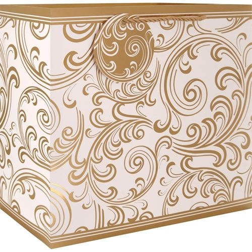 Golden Whimsical Scrolls Large Square Gift Bag