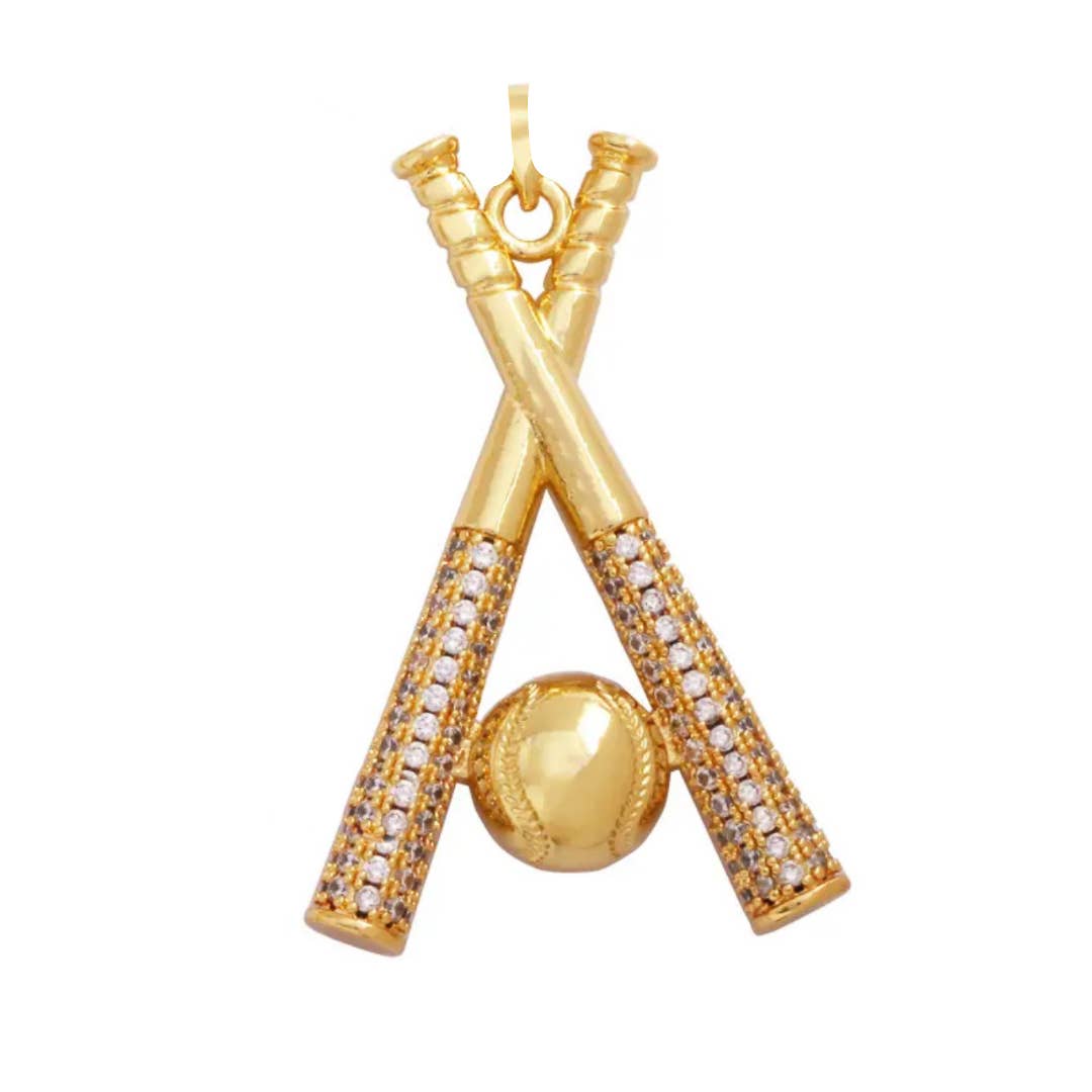 Baseball & Bat Charm For Charm Necklace & Bracelet