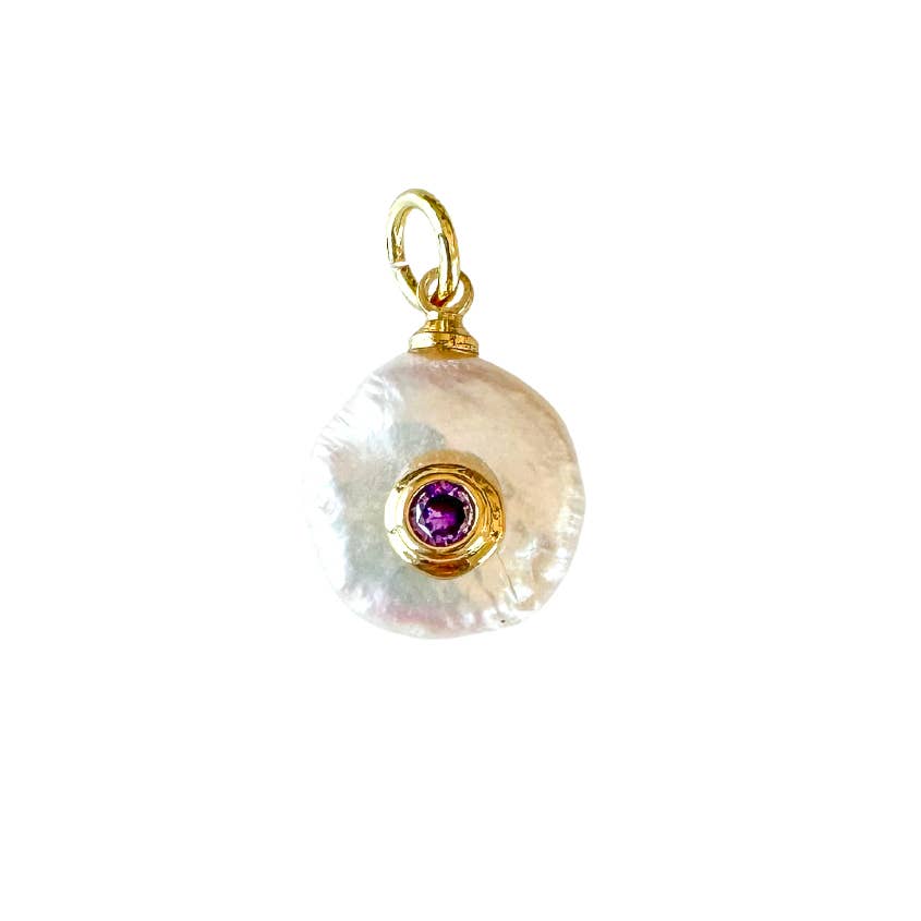 Fresh Pearl Birthstone Charm For Charm Necklace & Bracelet: Dark Pink Red