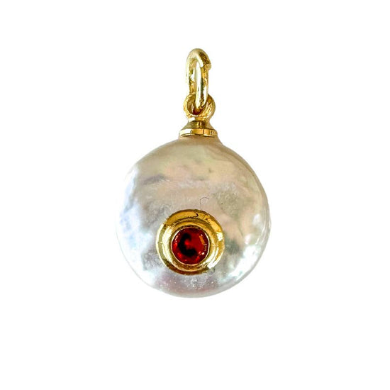 Fresh Pearl Birthstone Charm For Charm Necklace & Bracelet: Clear Zircon