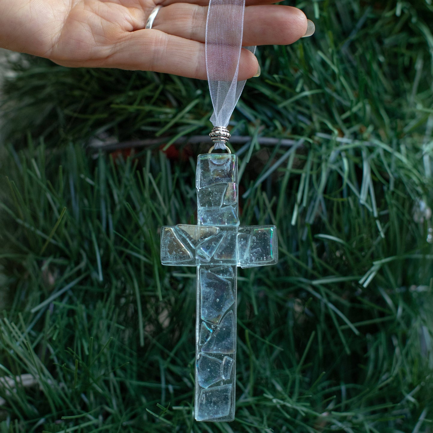 Baby In Heaven: Infant Memorial Clear Mosaic Cross
