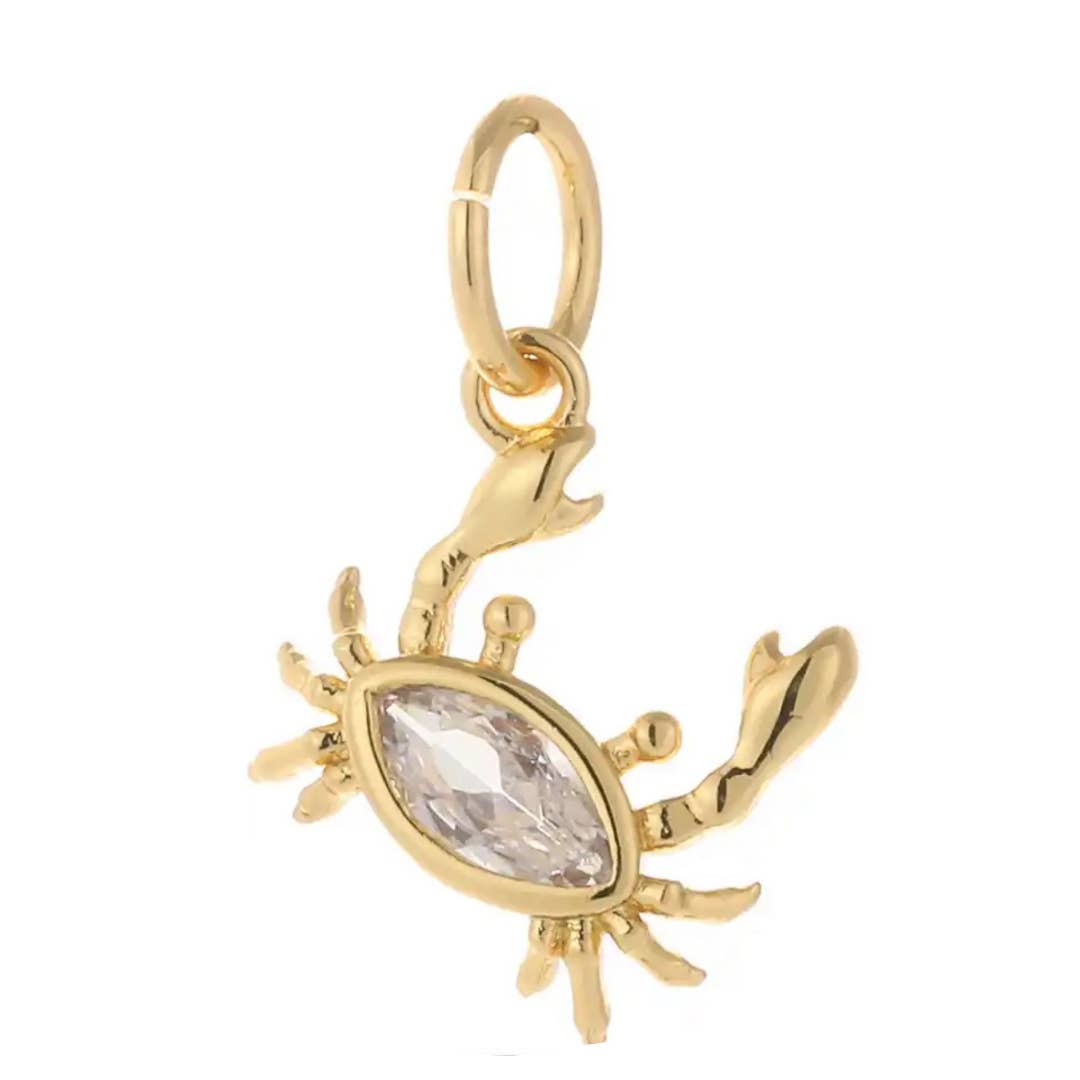 Crab Zircon Charm For Charm Bar & Charm Necklace