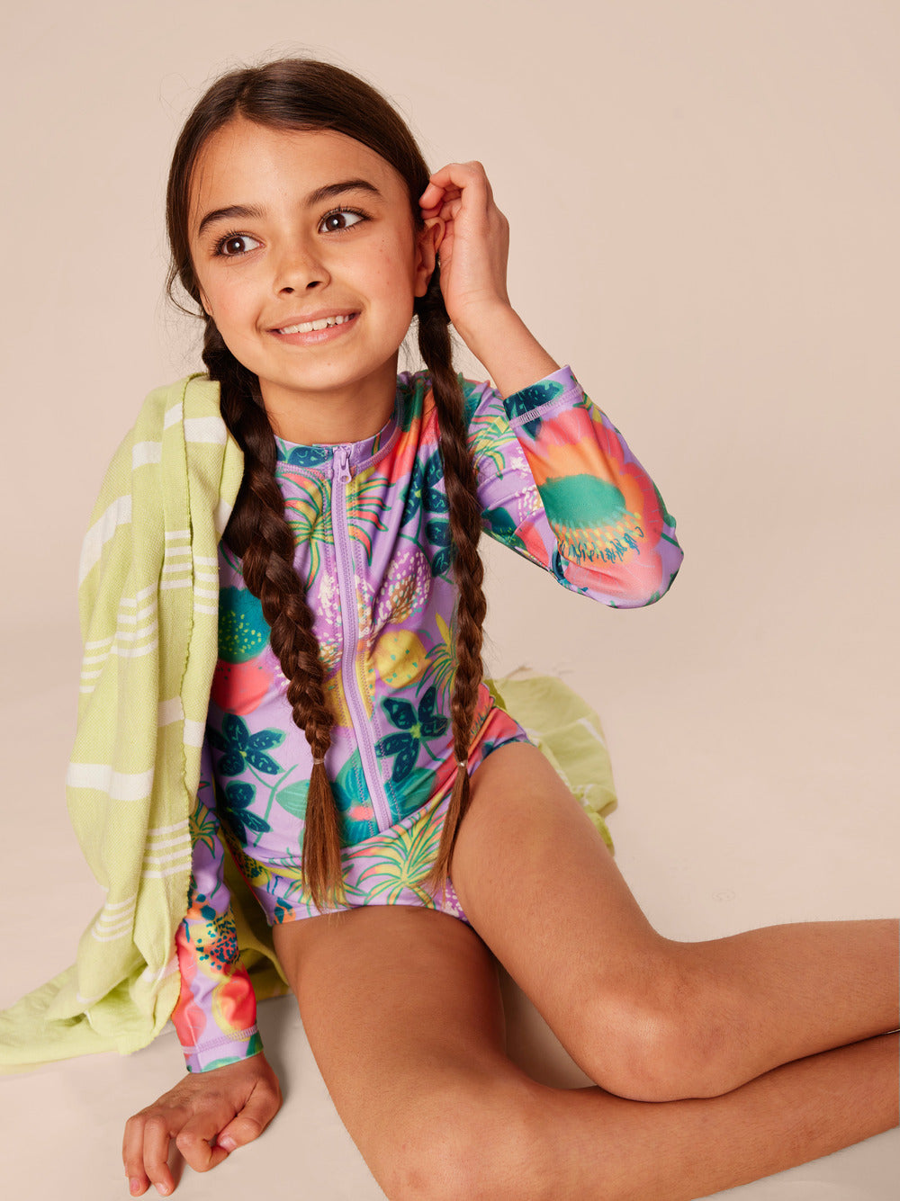 Long Sleeve One-Piece Swimsuit / Hanging Flowers of Malindi