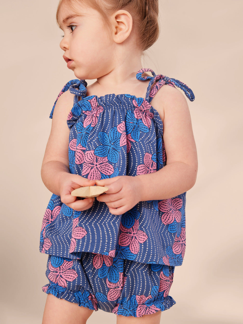 Tie Shoulder Baby Set / Wavy Plumeria