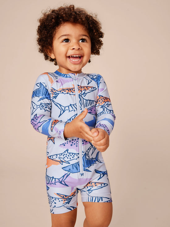 Load image into Gallery viewer, Rash Guard Baby Swimsuit / Malindi Sharks
