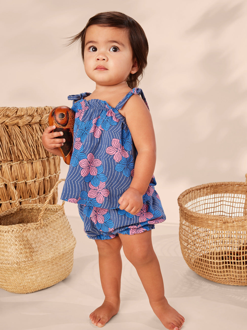 Tie Shoulder Baby Set / Wavy Plumeria