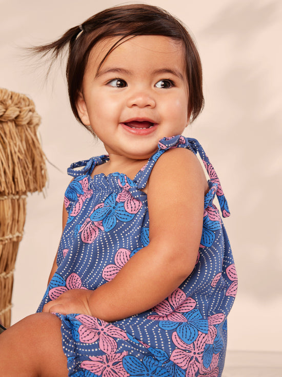 Load image into Gallery viewer, Tie Shoulder Baby Set / Wavy Plumeria
