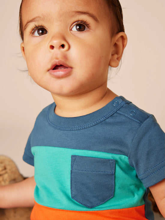 Load image into Gallery viewer, Pop Pocket Shortie Baby Romper / Indian Teal
