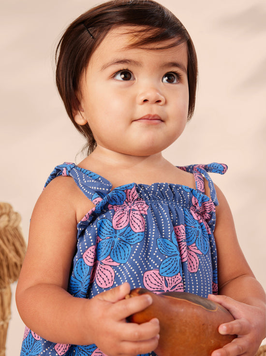 Load image into Gallery viewer, Tie Shoulder Baby Set / Wavy Plumeria
