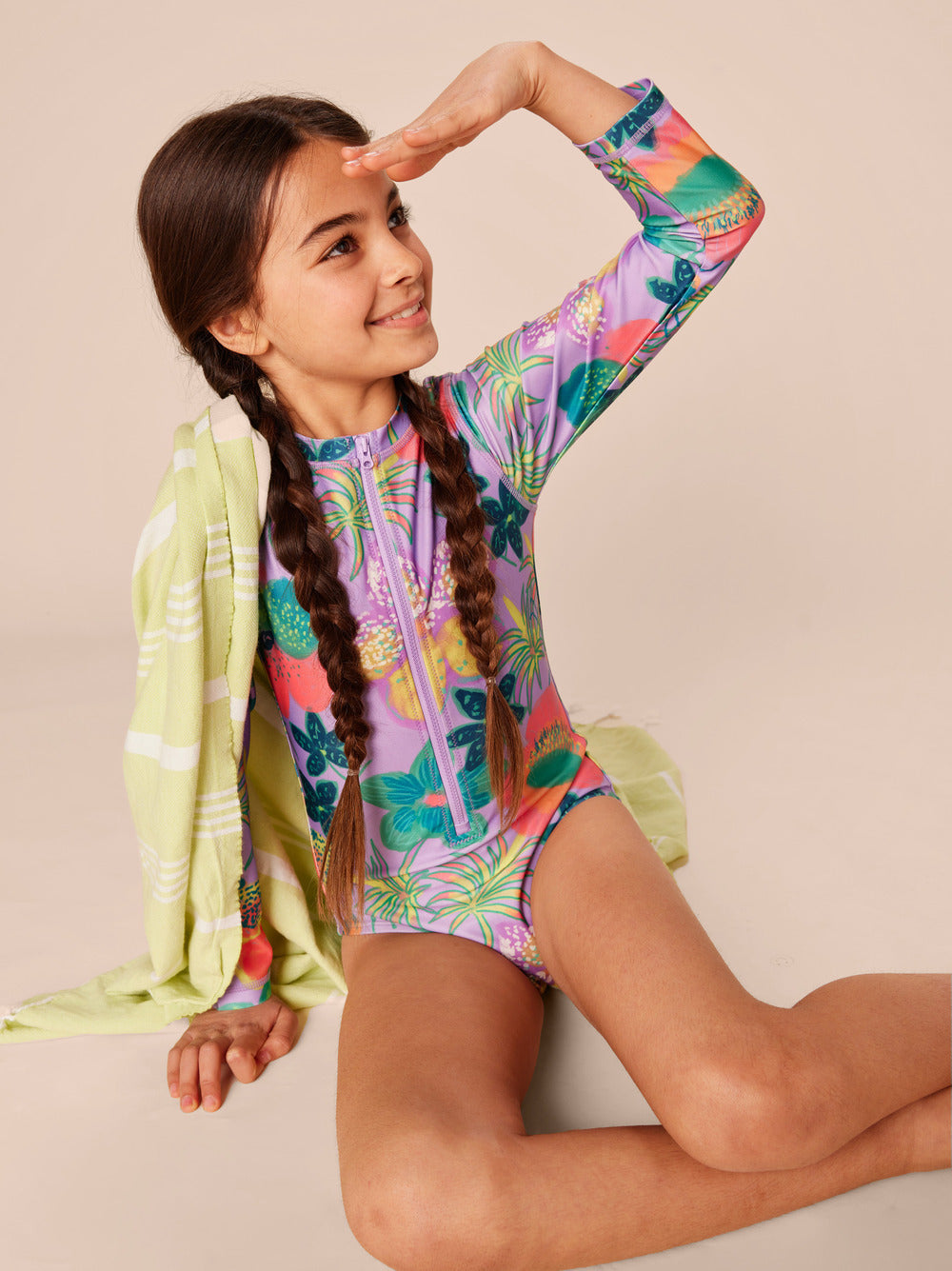 Long Sleeve One-Piece Swimsuit / Hanging Flowers of Malindi