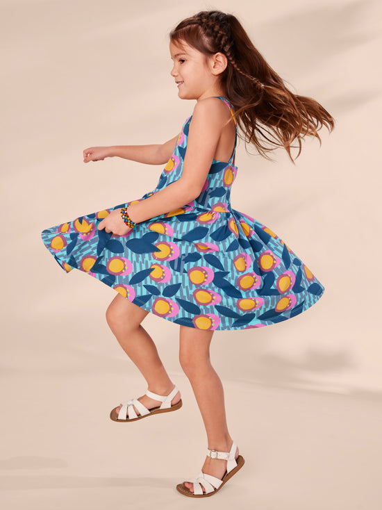 Load image into Gallery viewer, Strappy Back Skirted Dress / Passion Fruit Wax Print
