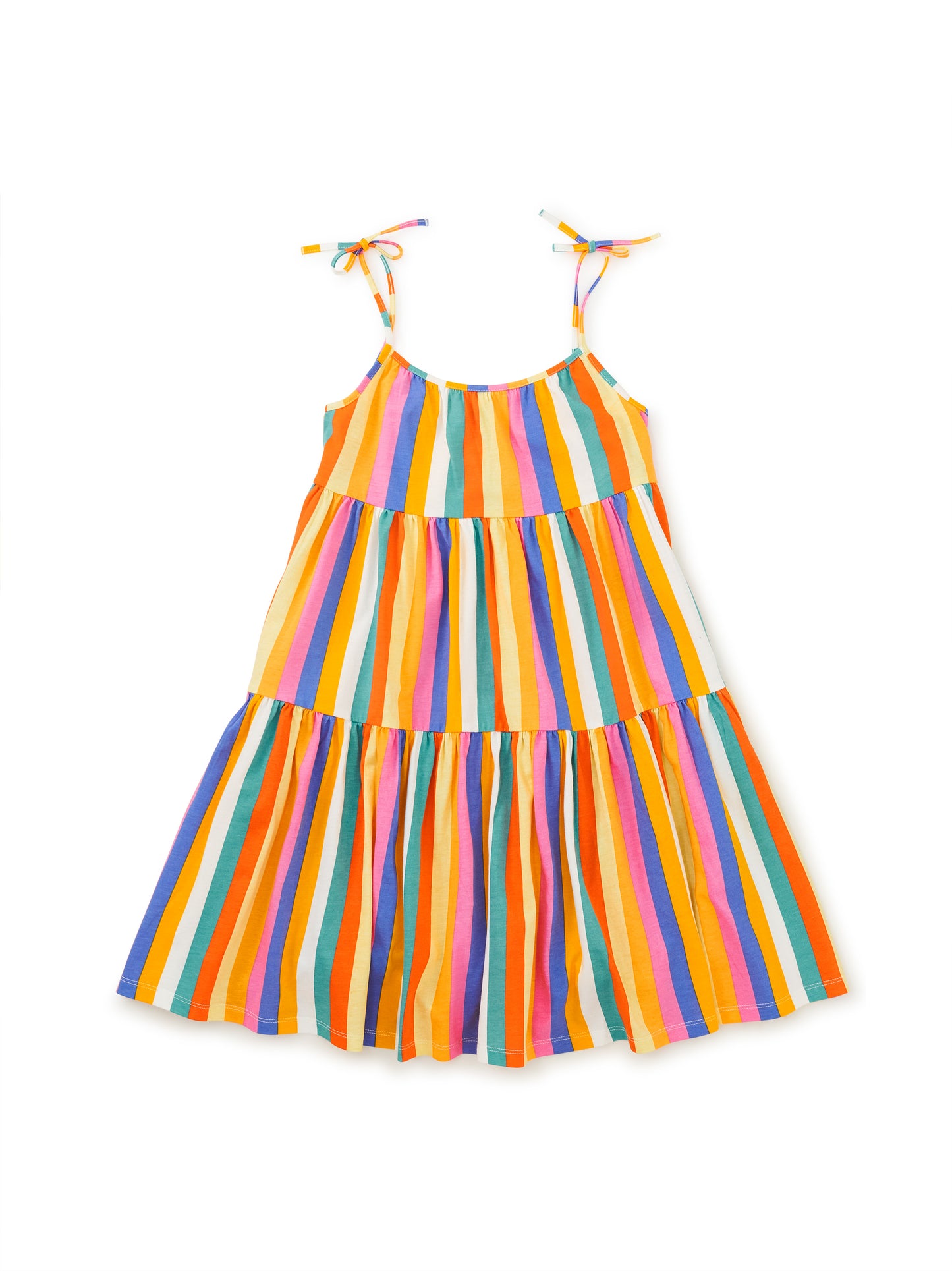 Tie Shoulder Tiered Dress / Lamu Sunset Stripe