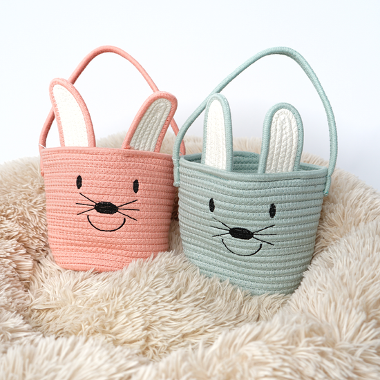 Load image into Gallery viewer, Pink Bunny Rope Easter Basket
