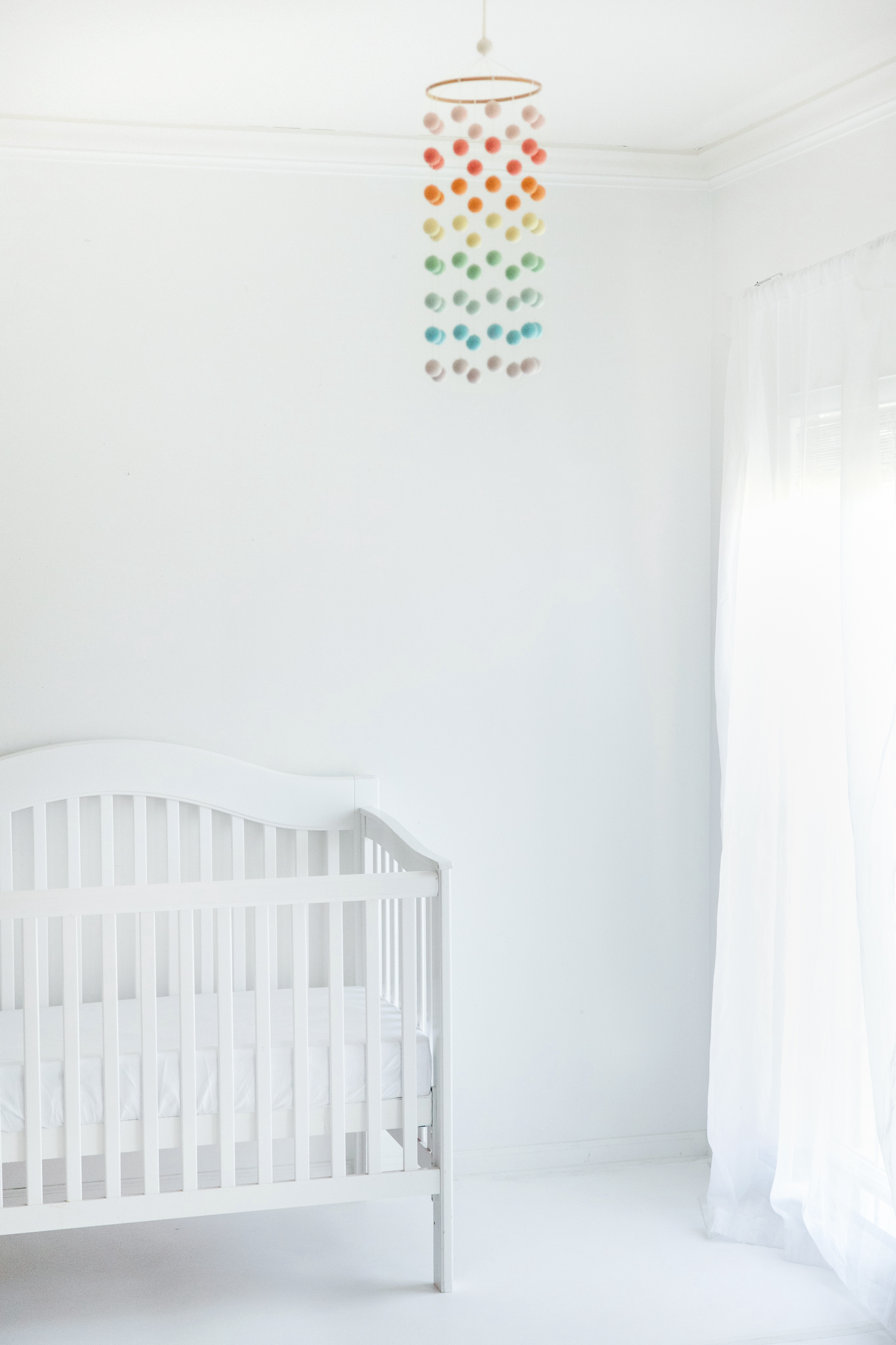 Rainbow Pom Pom Mobile - Handmade Baby Gift