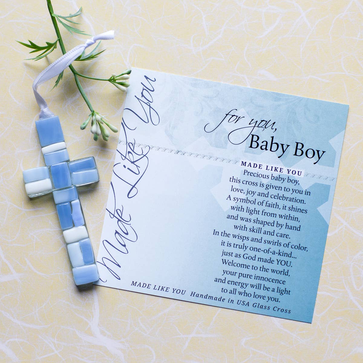 Baby Boy Gift: Handmade Mosaic Glass Cross