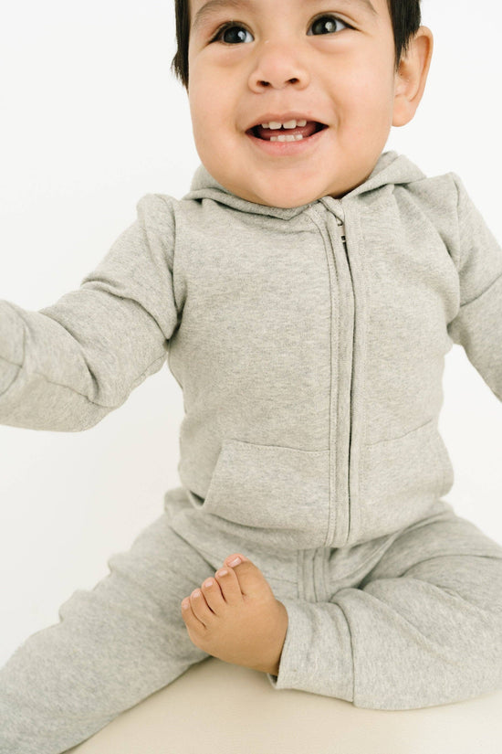 Ash Gray Zip Up Hooded Romper