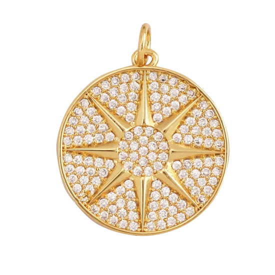 Sun Burst Pave Charm For Charm Bar & Charm Necklace