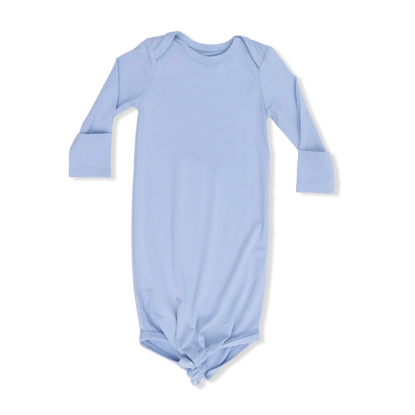 Solid Blue Fog-Knotted Gown and Hat