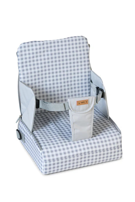 Load image into Gallery viewer, Portable Booster Seat in Grey Gingham
