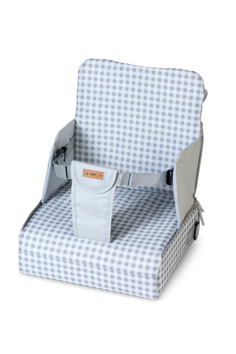 Portable Booster Seat in Grey Gingham