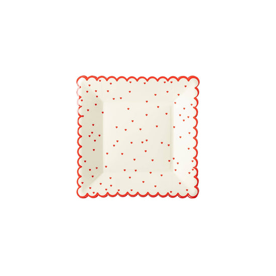 Load image into Gallery viewer, Valentine Red Scattered Heart Scalloped 8&amp;quot; Plate
