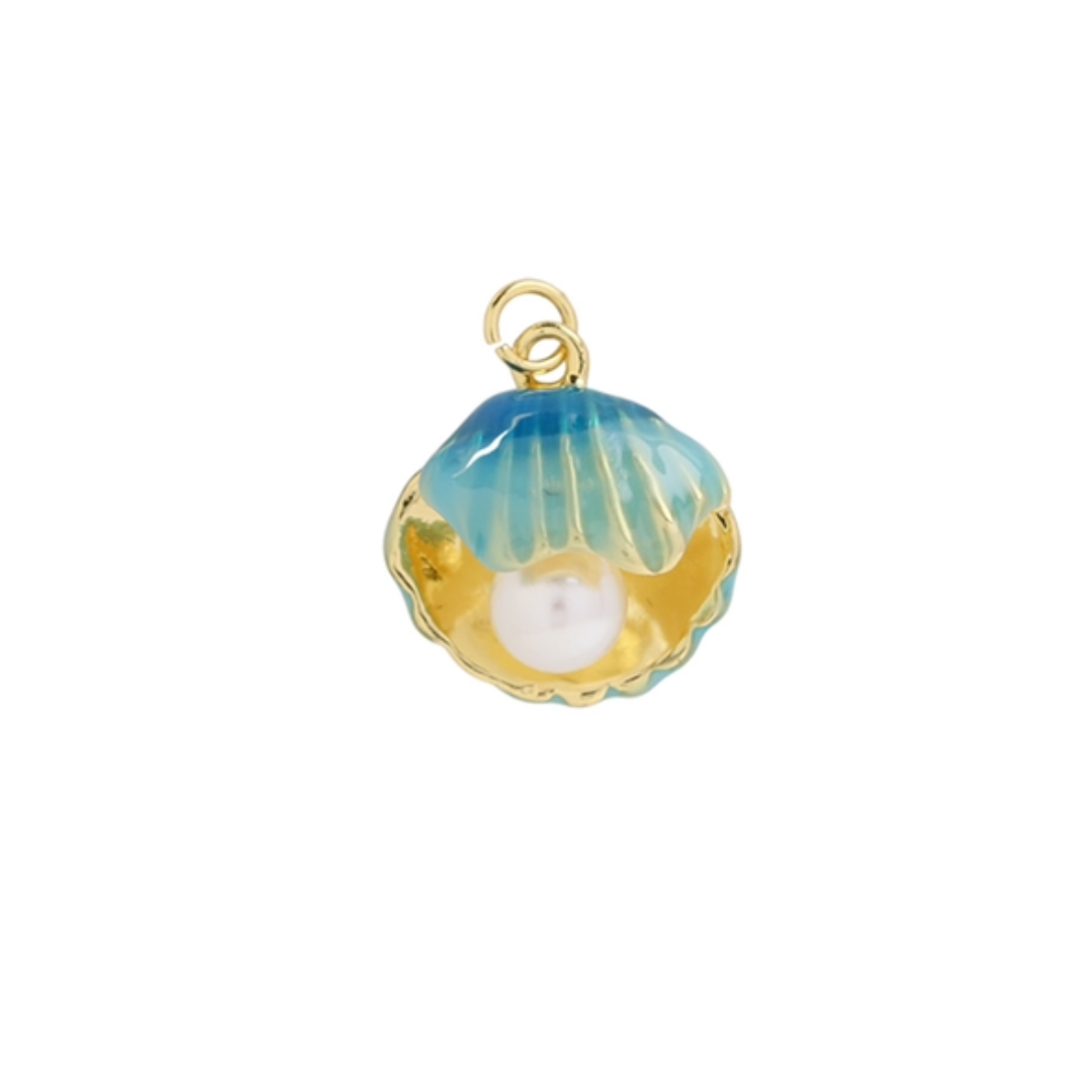 Blue Clam Seashell Charm For Charm Necklace & Bracelet