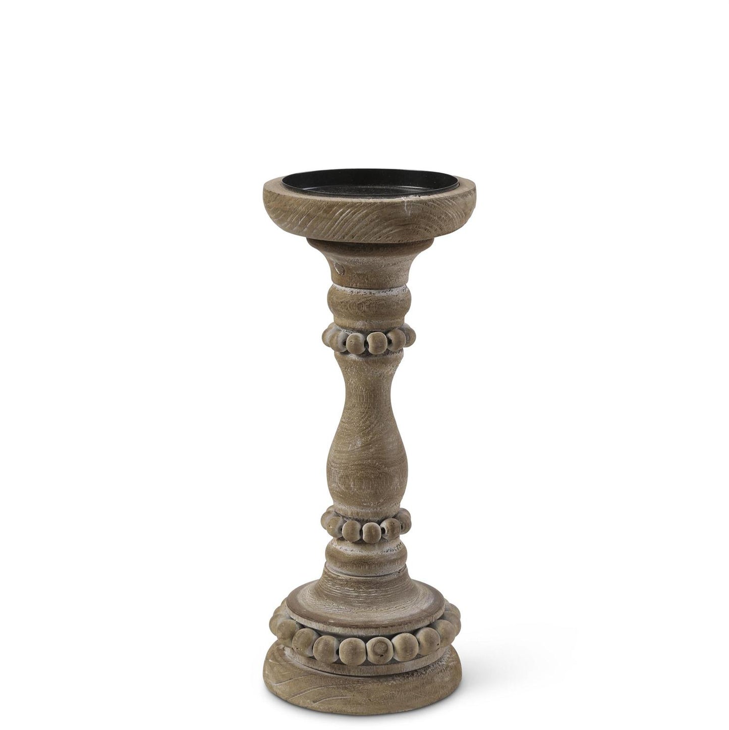 Bead Trim Wooden Candleholders