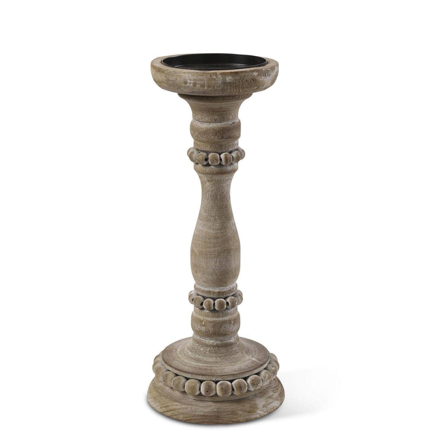 Bead Trim Wooden Candleholders