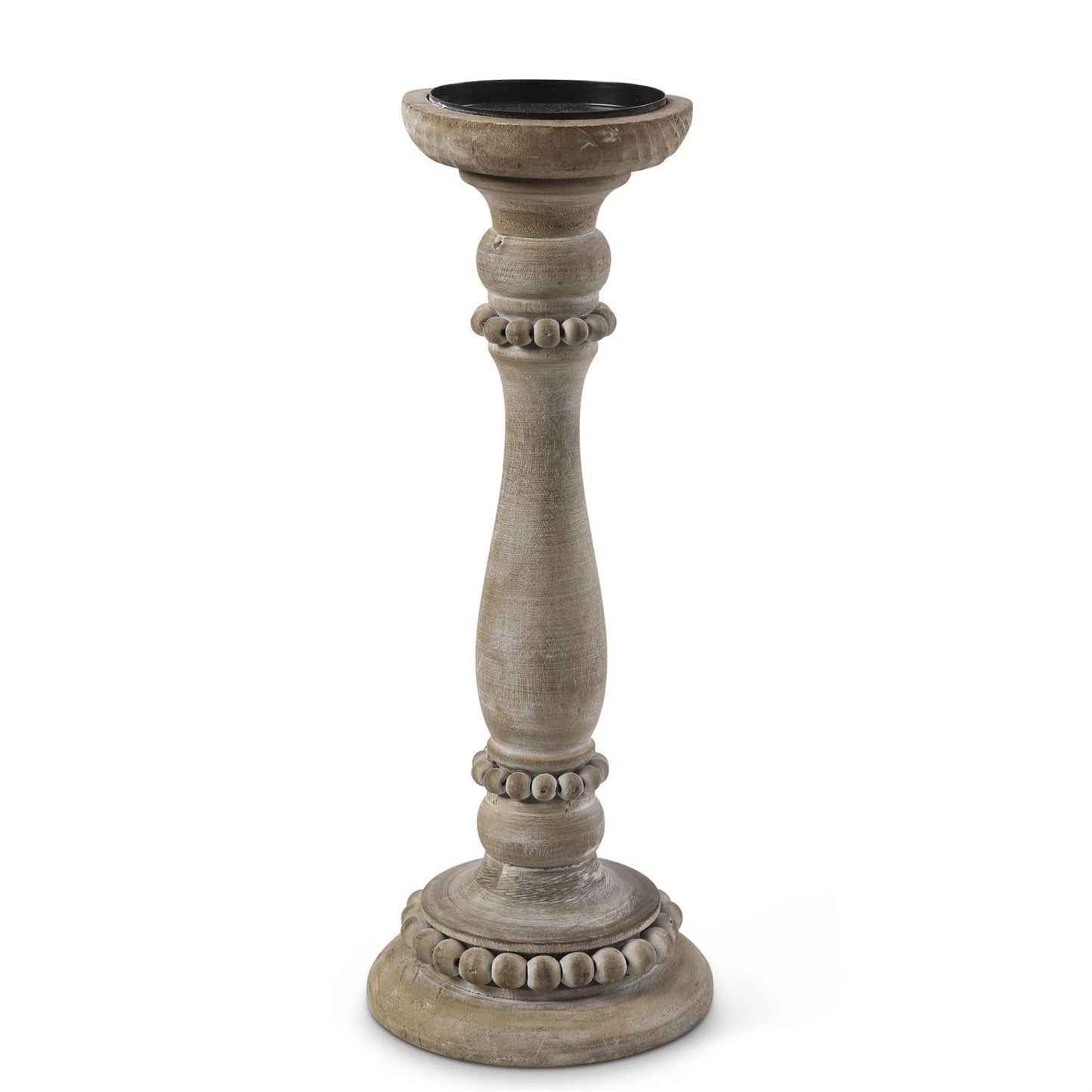 Bead Trim Wooden Candleholders