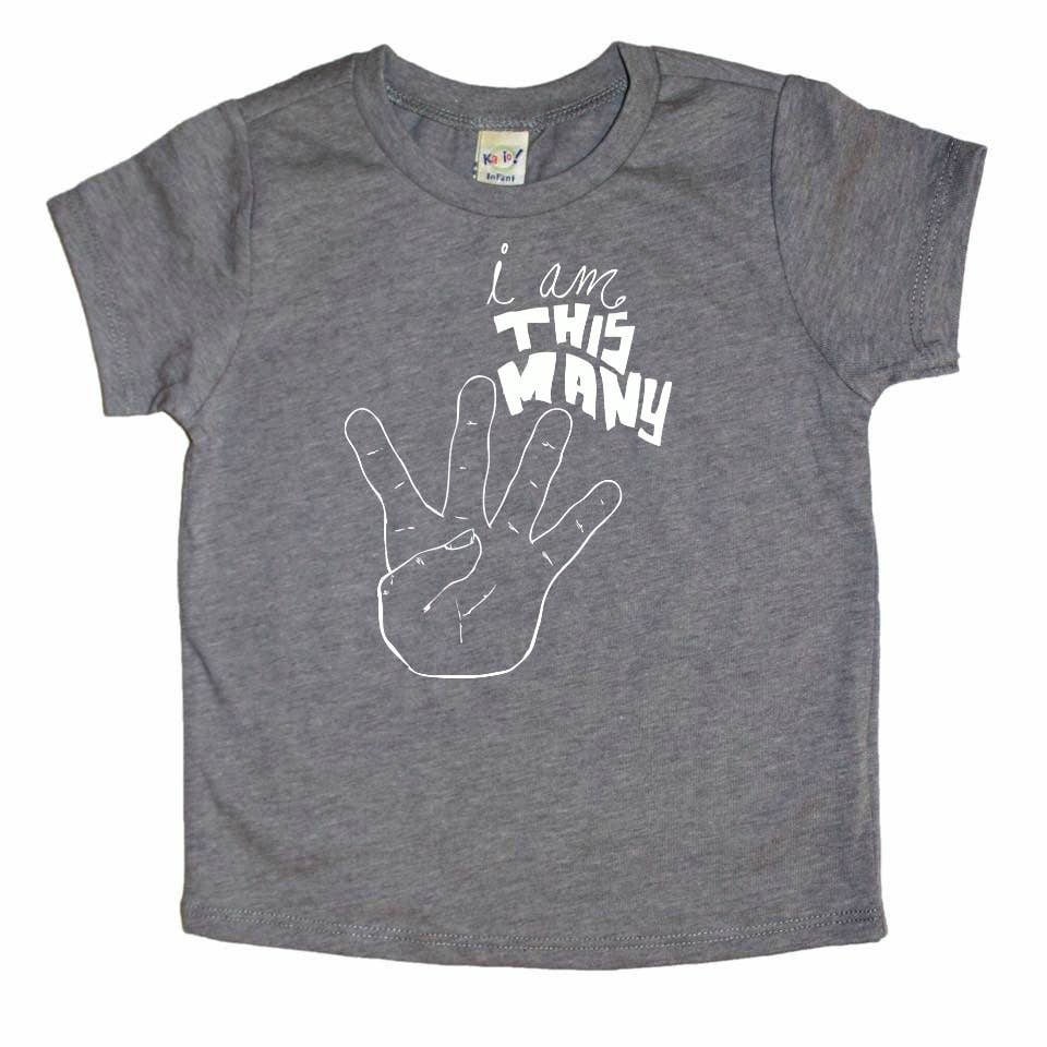 I am This Many Tee- Four, 4th Birthday Shirt: Charcoal