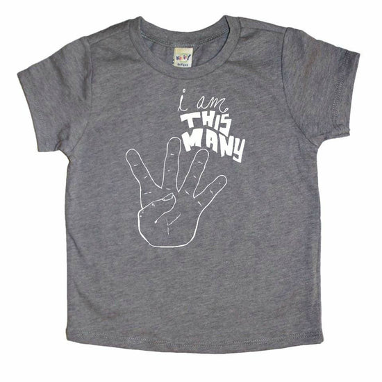 I am This Many Tee- Four, 4th Birthday Shirt: Charcoal