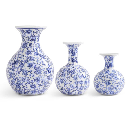 Load image into Gallery viewer, Porcelain Blue &amp;amp; White Chinoiserie Bud Vases
