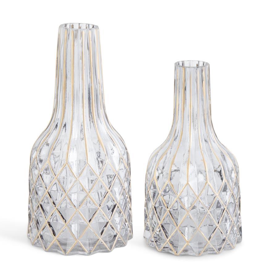 Smoked Glass Gold Diamond Embossed Bottle
