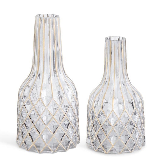 Smoked Glass Gold Diamond Embossed Bottle