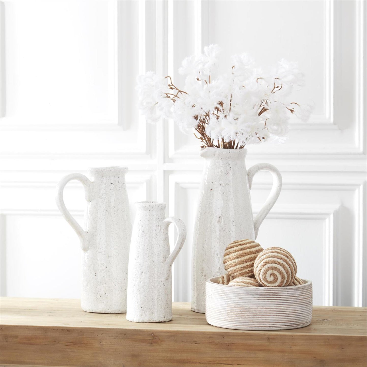 Tan & Cream Striped Seagrass Ball 3.75"