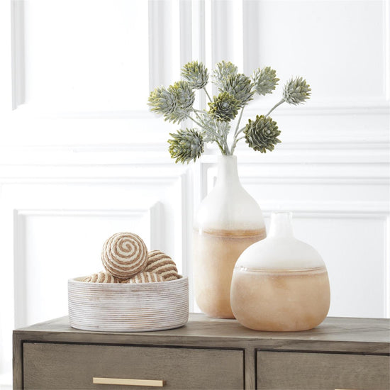 Load image into Gallery viewer, Tan &amp;amp; Cream Striped Seagrass Ball 3.75&amp;quot;
