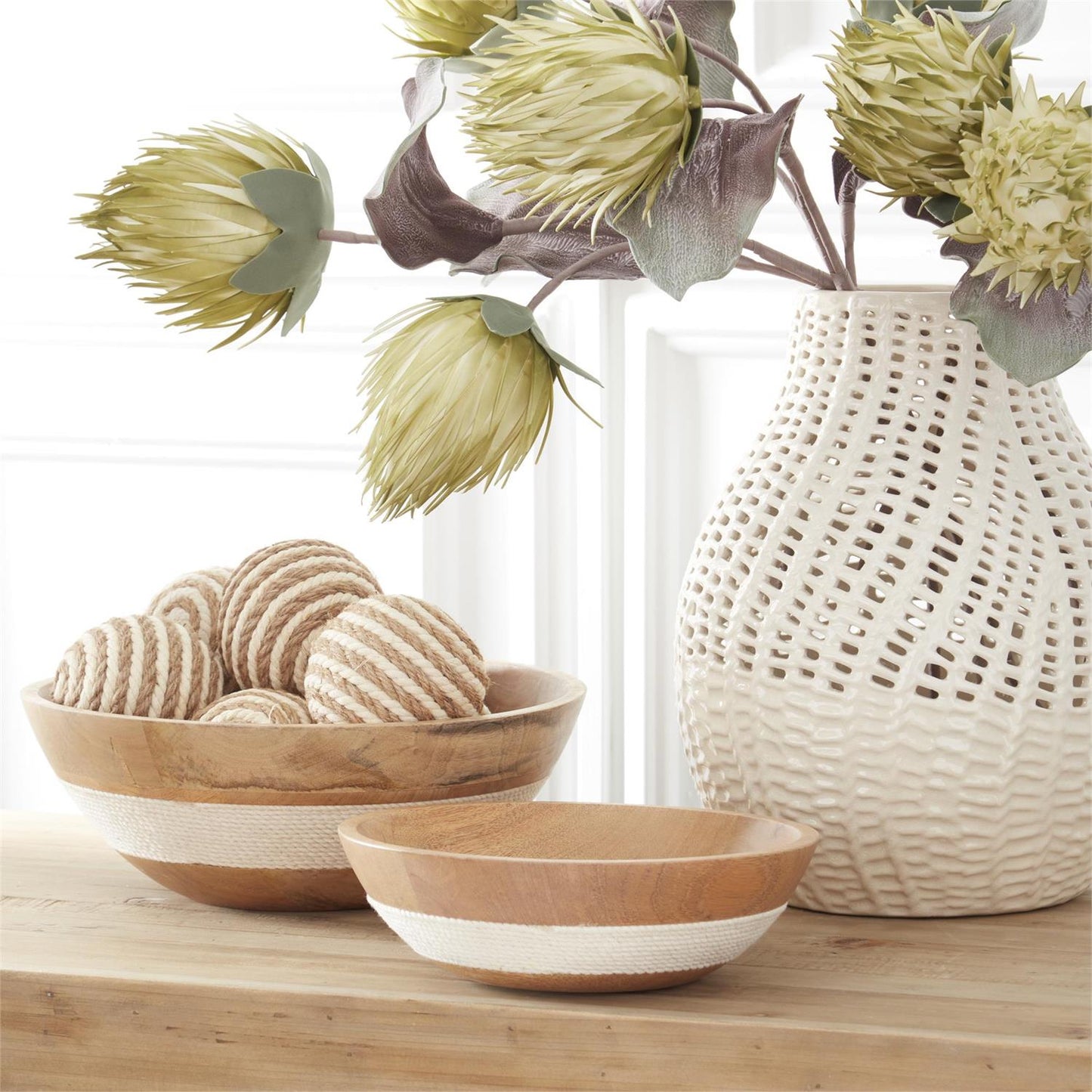 Tan & Cream Striped Seagrass Ball 3.75"