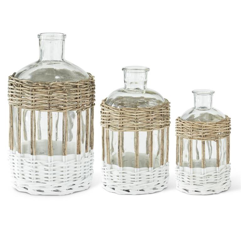 Medium Nautical Wicker Sleeve Glass Bottle