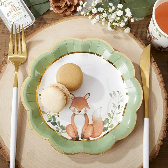 Foxy Woodland Baby 7" Premium Paper Plates (set of 16)