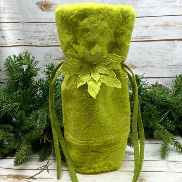 Plush Green Fur Bottle Bag