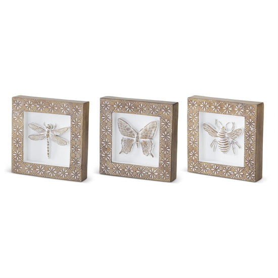 6 Inch Whitewashed Carved Resin Insect Artworks