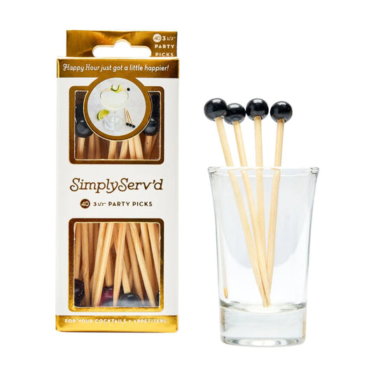 Black 3.5" Wood Party Picks Set/40