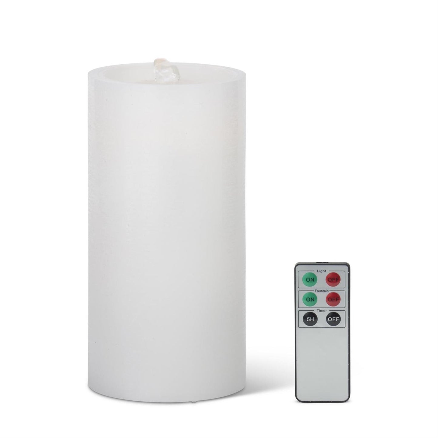 7.75 Inch White LED Wax Pillar Water Candle w/Timer